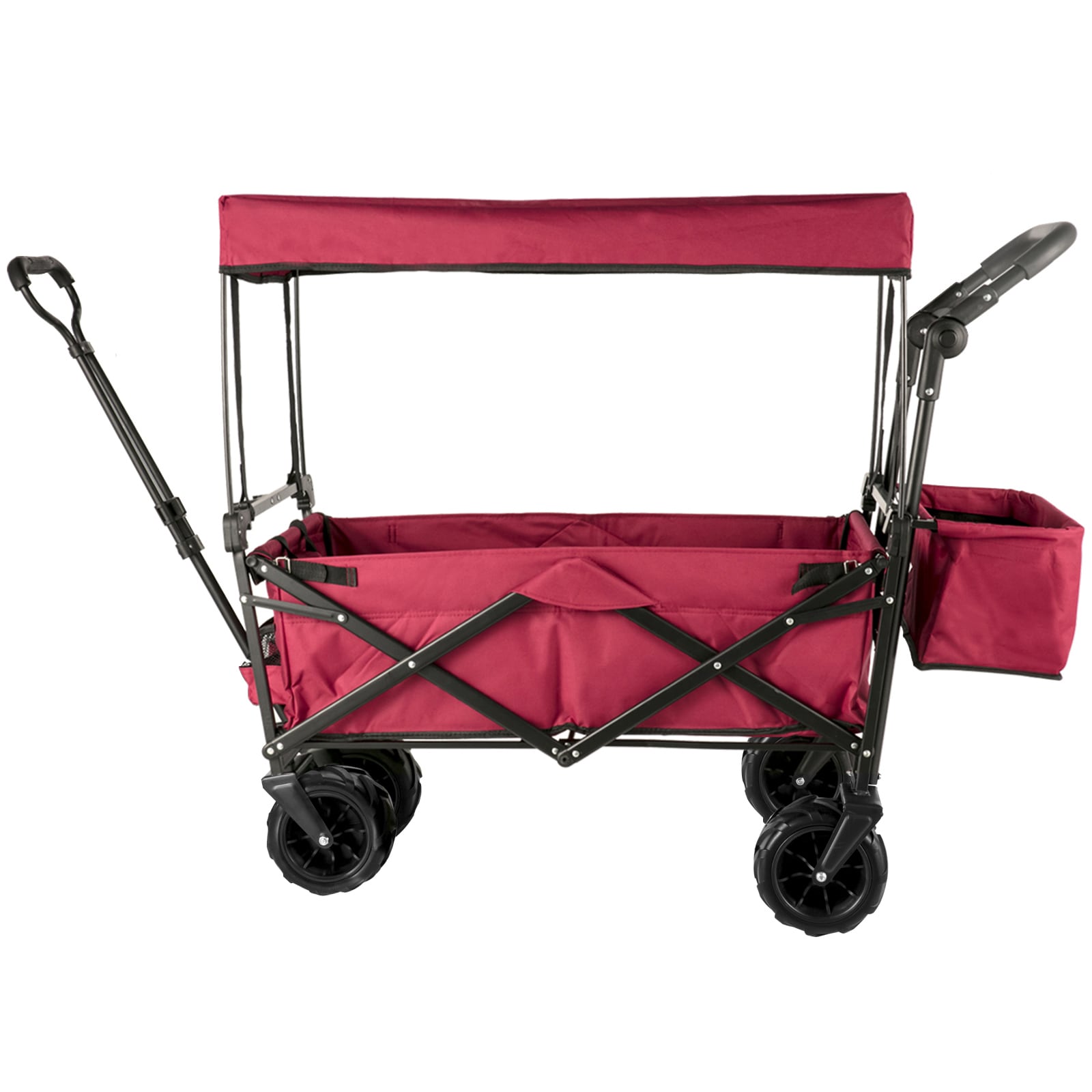 Extra Large Collapsible Garden Cart With Canopy And Rear Storage_voghion.com